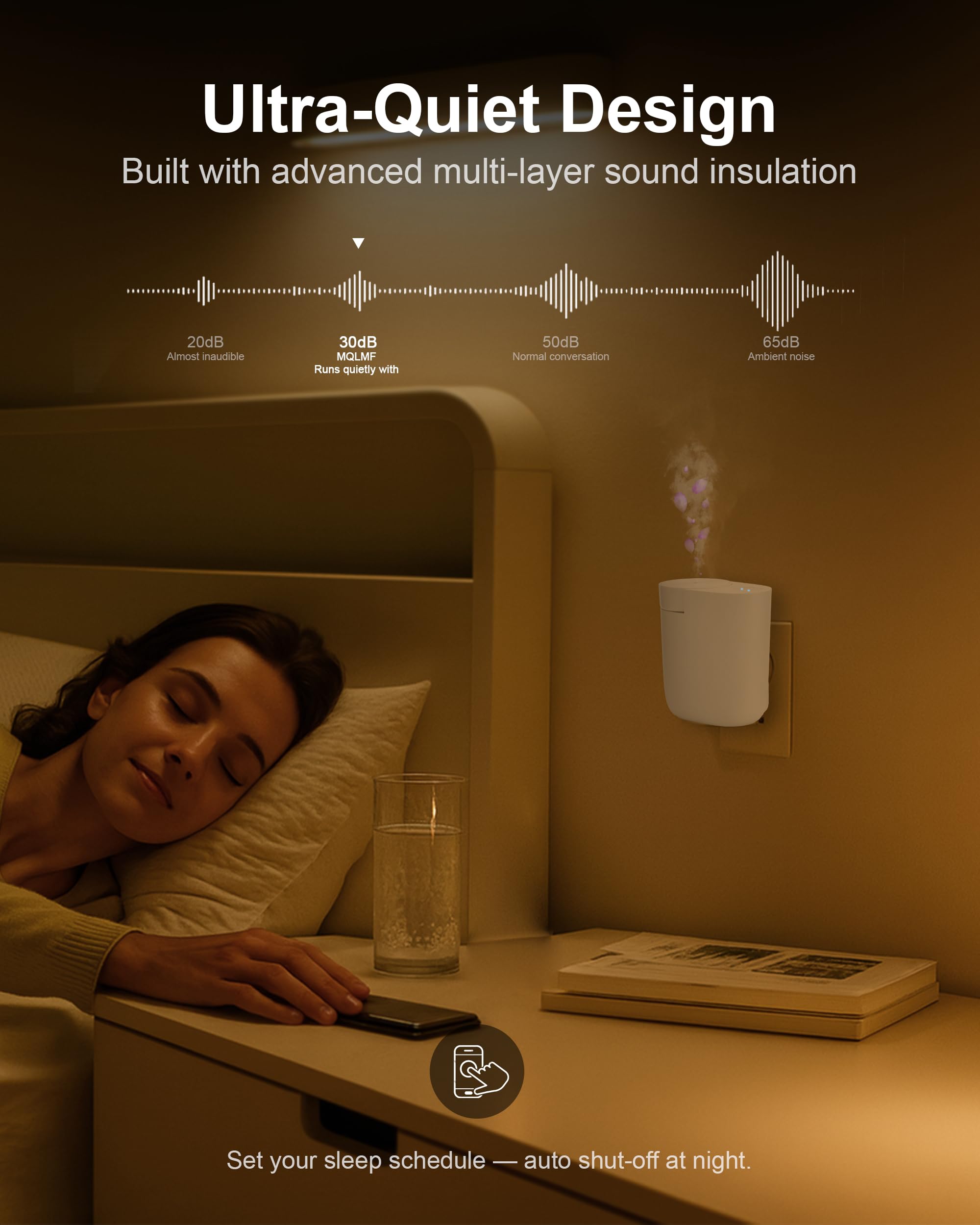 Timer control and scent intensity buttons on diffuser