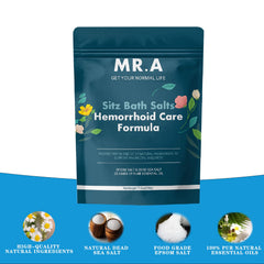 MR.A Sitz Bath Salt packaging open showcases premium, 23-ingredient formula