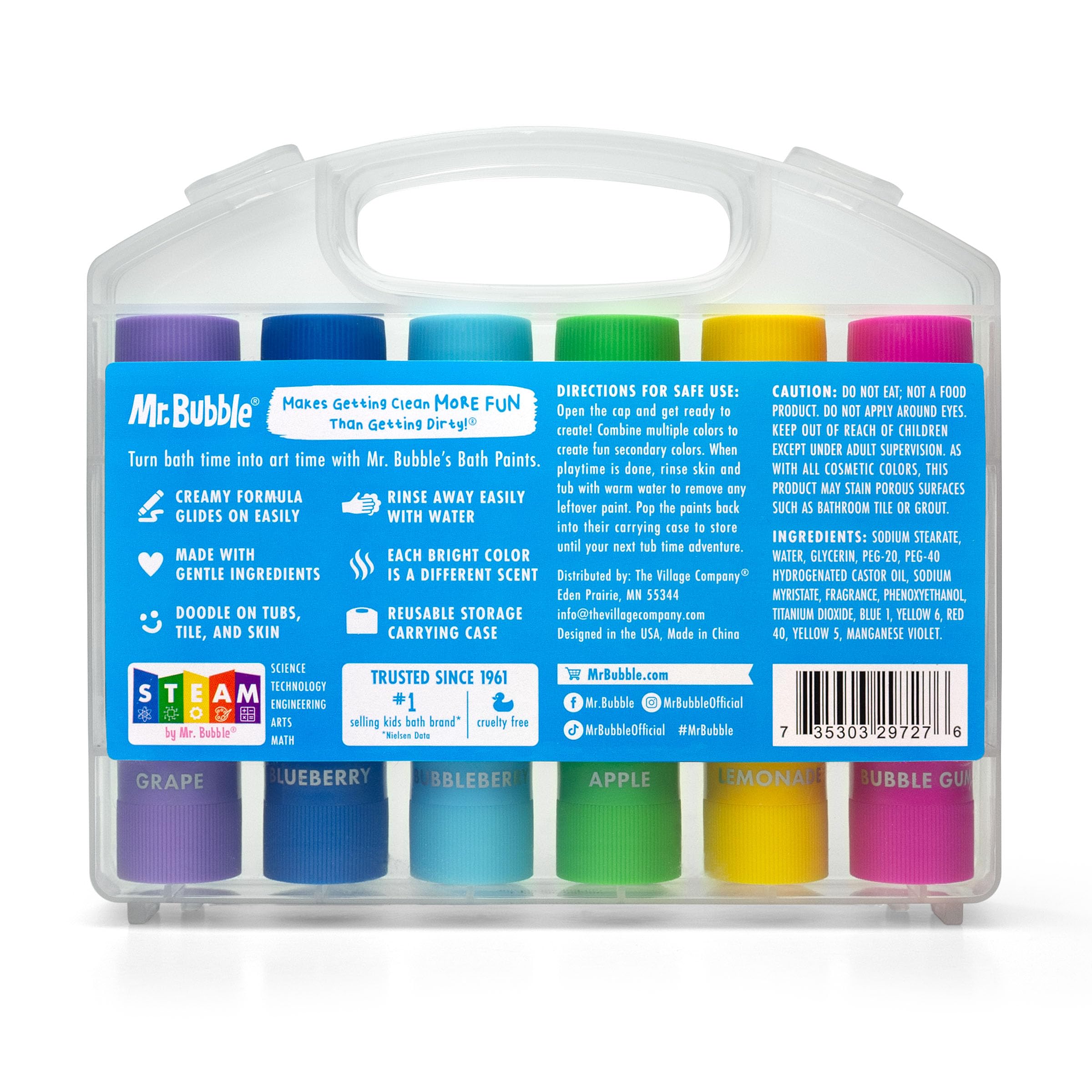 Mr. Bubble easy grip paint sticks for mess-free tub and skin art