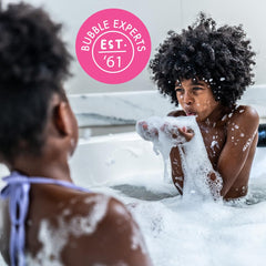 Paraben-free and cruelty-free label on Mr. Bubble bottle