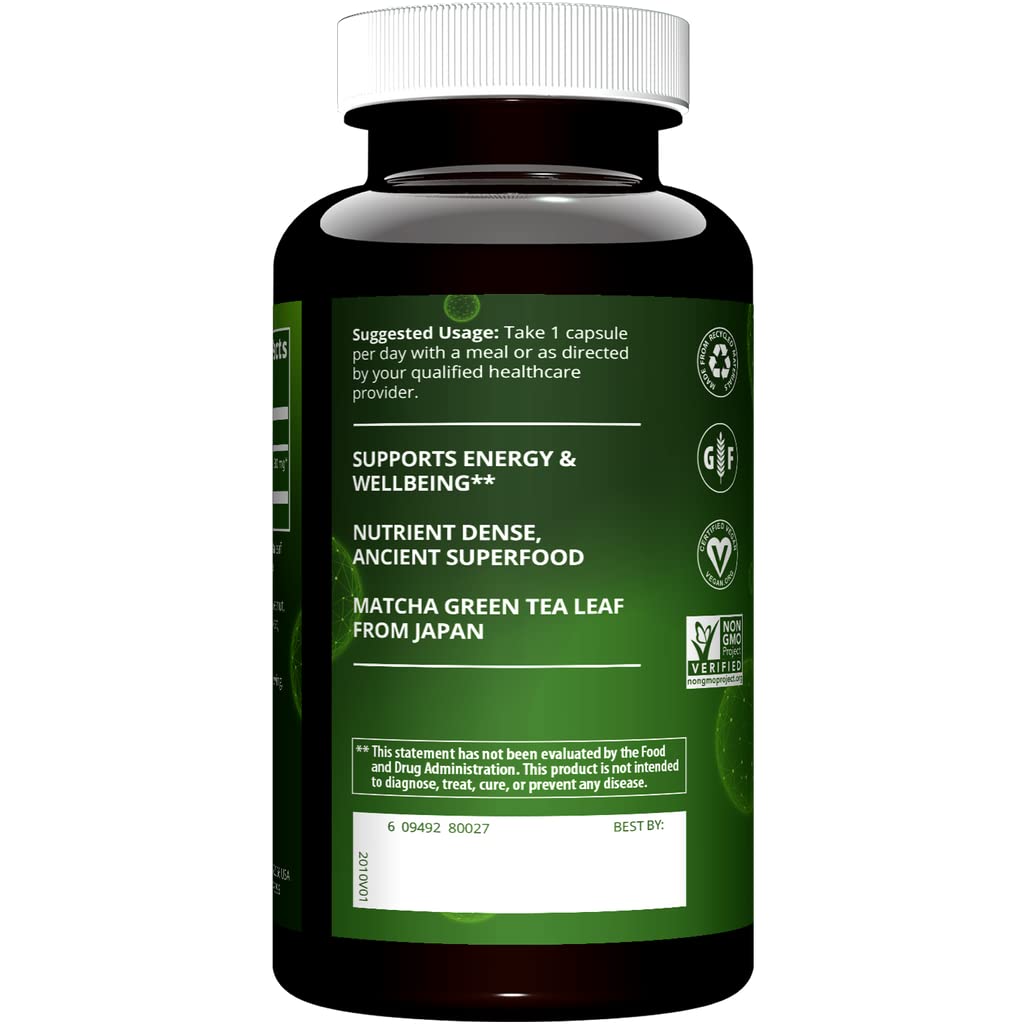 Close-up of MRM Matcha Green Tea Capsules