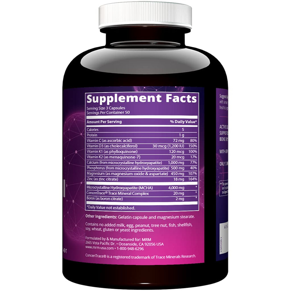 Close-up of MCHA and Vitamin D3 on label