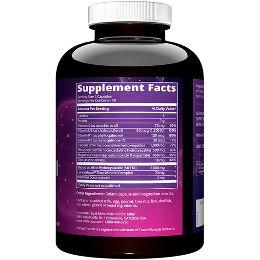 Close-up of MCHA and Vitamin D3 on label