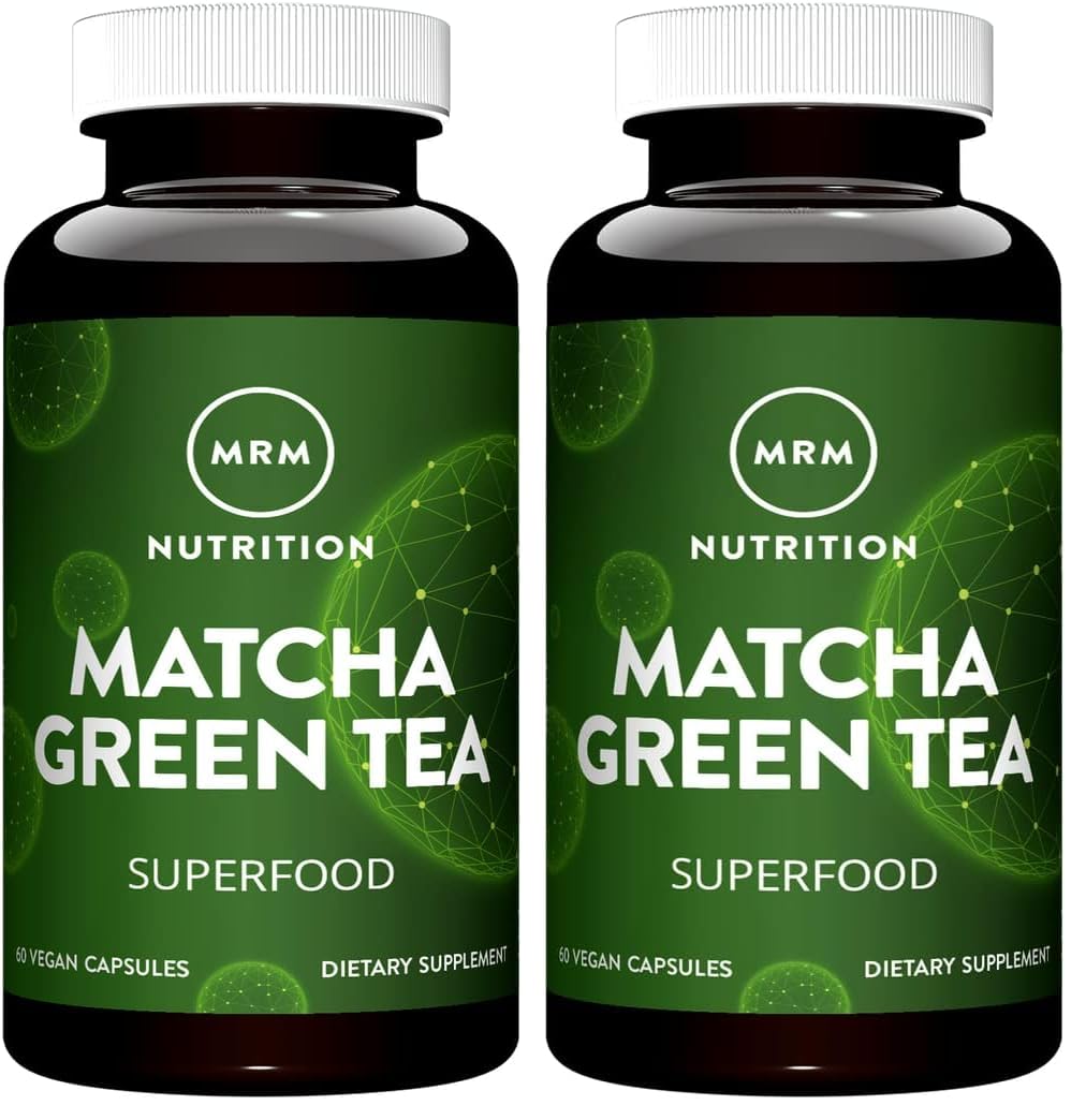 MRM Matcha Green Tea Capsules bottle front view – 60 servings per pack, pack of 2