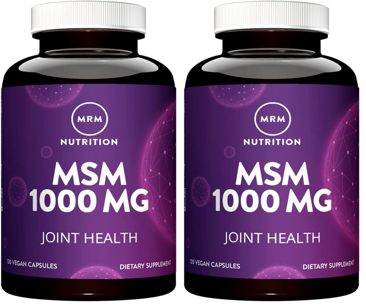 MRM Nutrition MSM 1000mg bottle and capsules for joint health