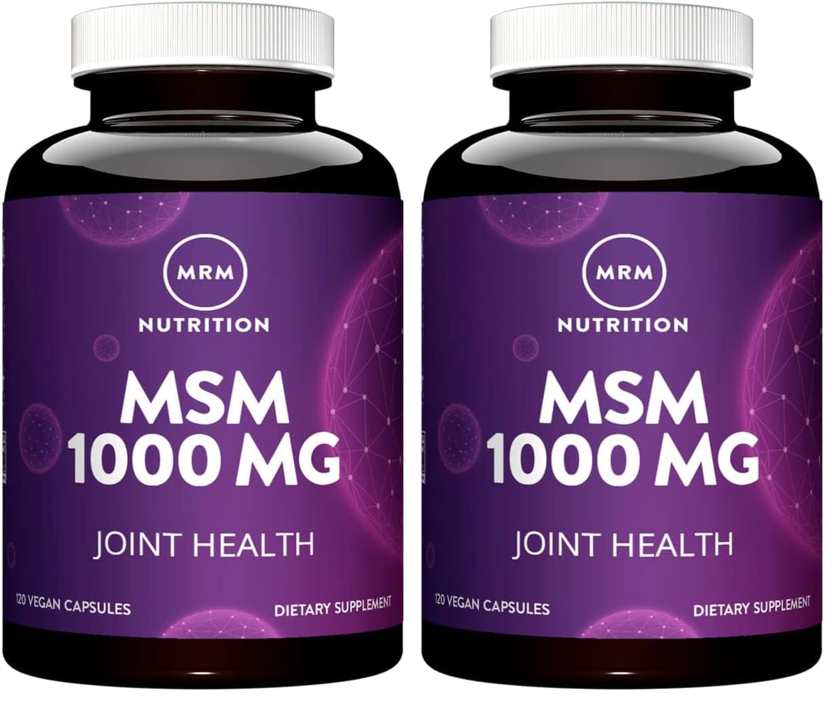 MRM Nutrition MSM 1000mg bottle and capsules for joint health