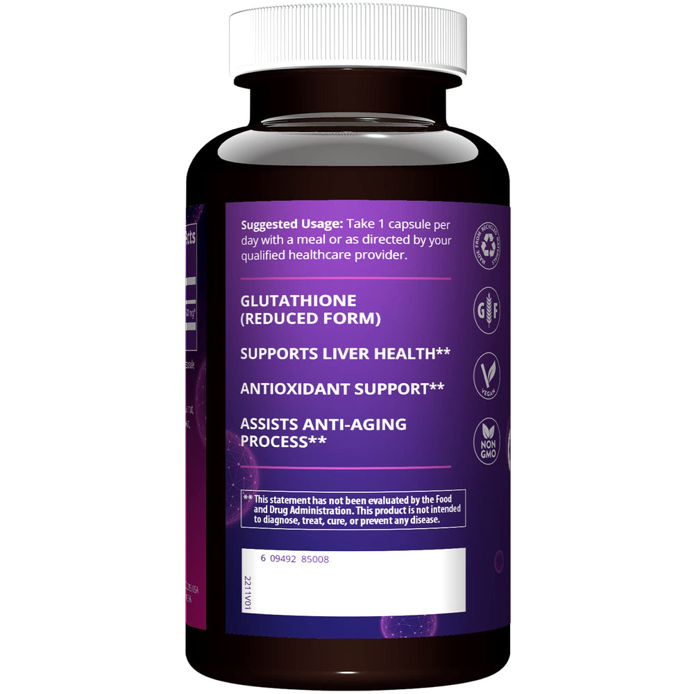 Gluten Free Vegan Non-GMO certification icons for MRM Reduced Glutathione