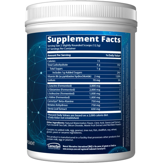 MRM Reload BCAA+G Watermelon tub back panel