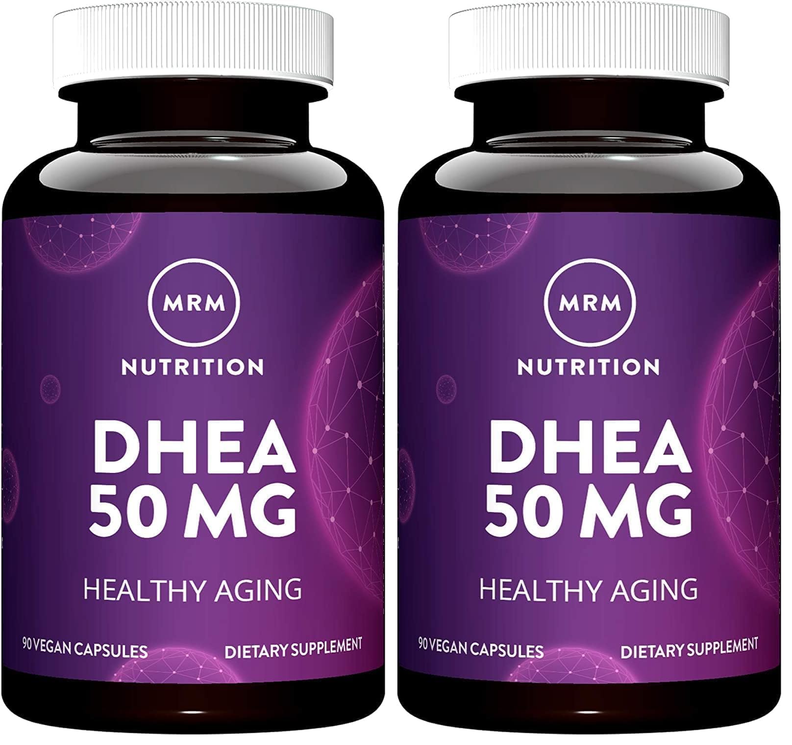 MRM Nutrition DHEA 50mg bottle in a pack of 2 (90 servings) front view