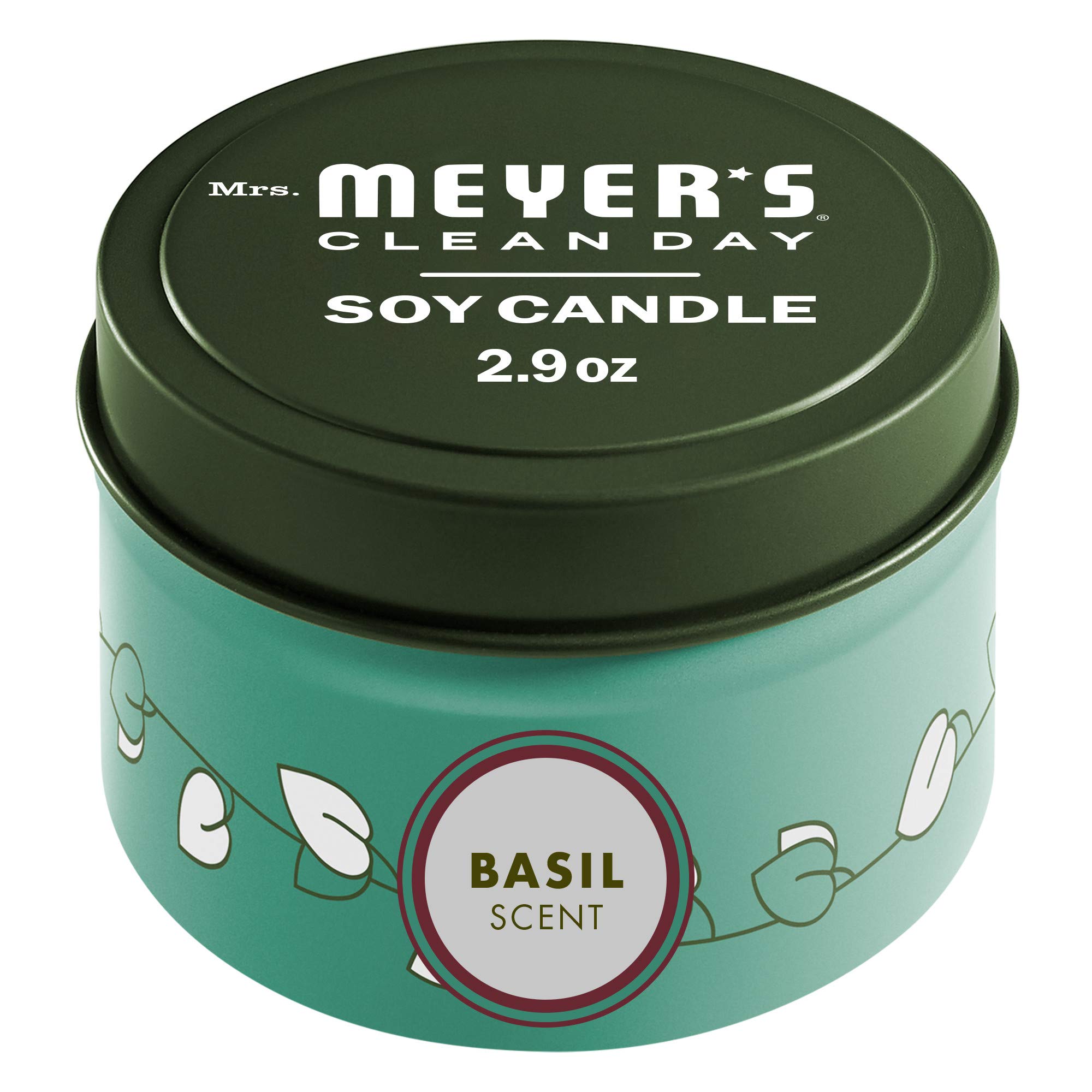 MRS. MEYER'S Clean Day Basil Tin Candle 2.9 oz decorative tin
