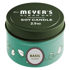 MRS. MEYER'S Clean Day Basil Tin Candle 2.9 oz decorative tin