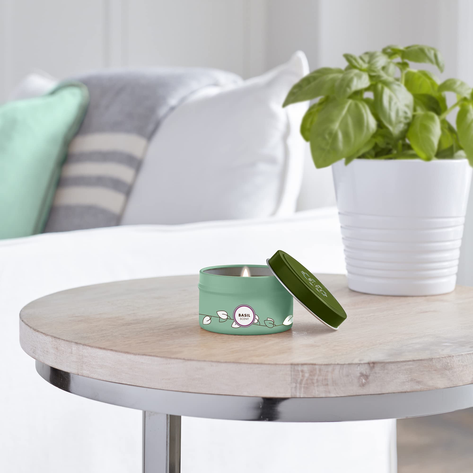 Garden-inspired Basil candle from Mrs. Meyer's Clean Day in decorative tin