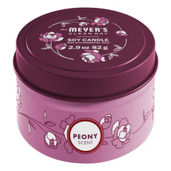 Front view of Mrs. Meyer's Clean Day Peony Tin Candle