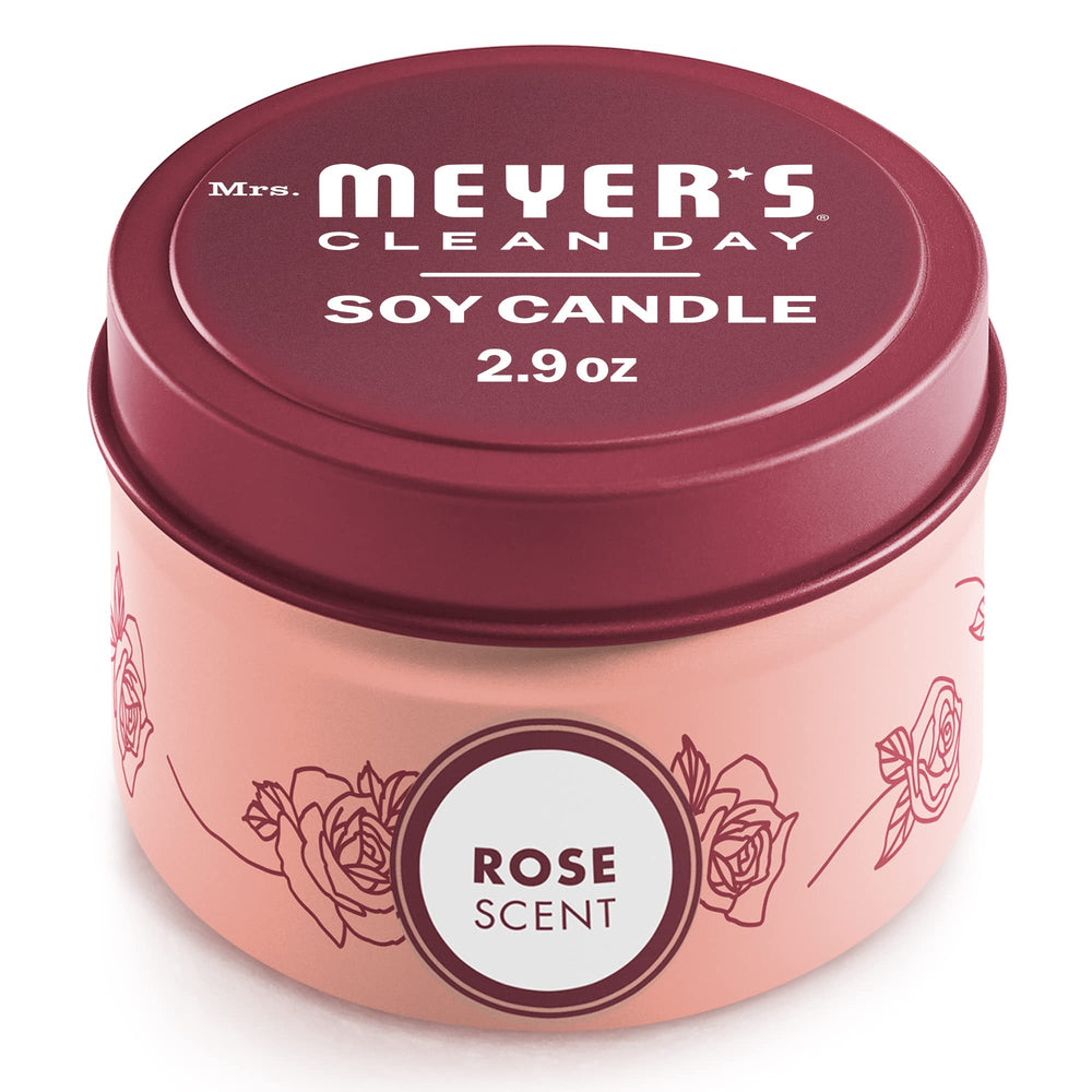 Mrs. Meyer's Clean Day Rose Tin Candle in decorative tin