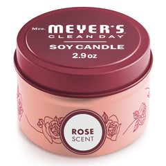 Mrs. Meyer's Clean Day Rose Tin Candle in decorative tin