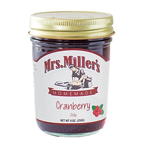 Front view of Mrs Miller's Cranberry Jelly 9 oz jar