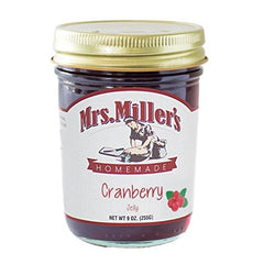 Front view of Mrs Miller's Cranberry Jelly 9 oz jar