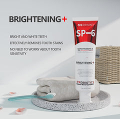 Enamel-safe whitening claim on SP-6 toothpaste packaging
