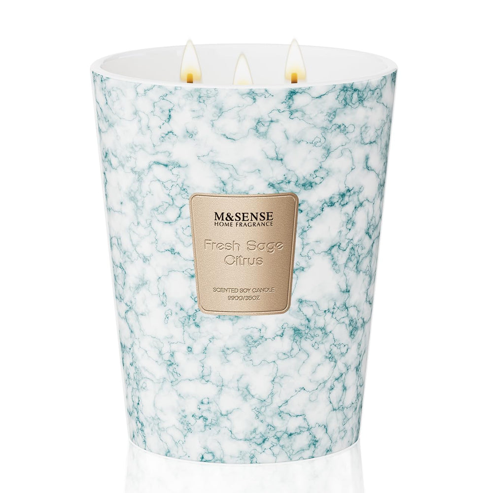 M&SENSE 35oz extra large marble jar candle