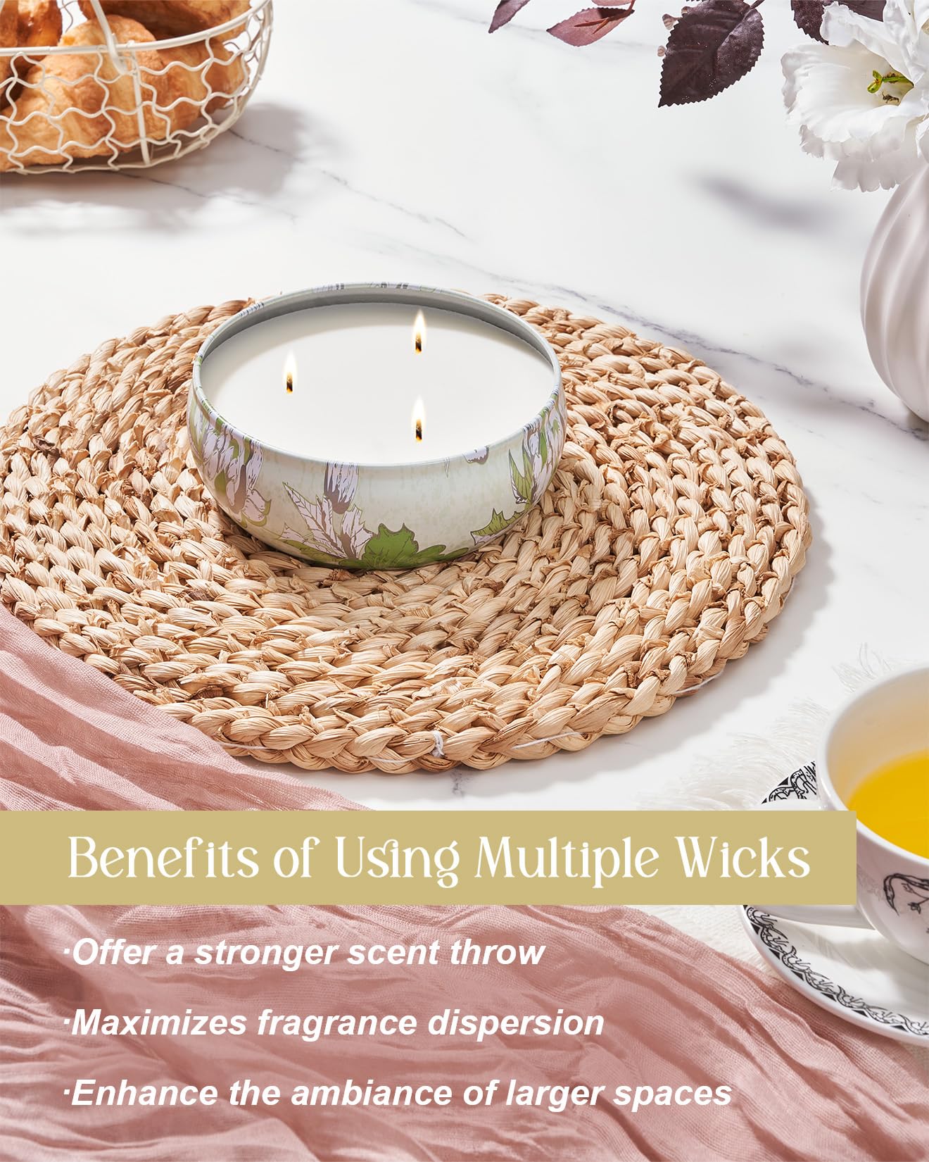 Long-lasting burn time 40-50 hours