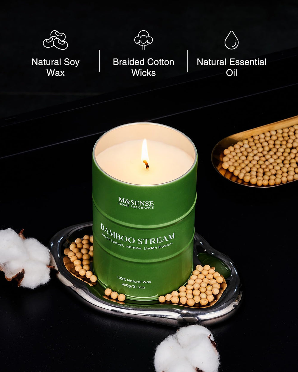 Candle burning with a steady flame