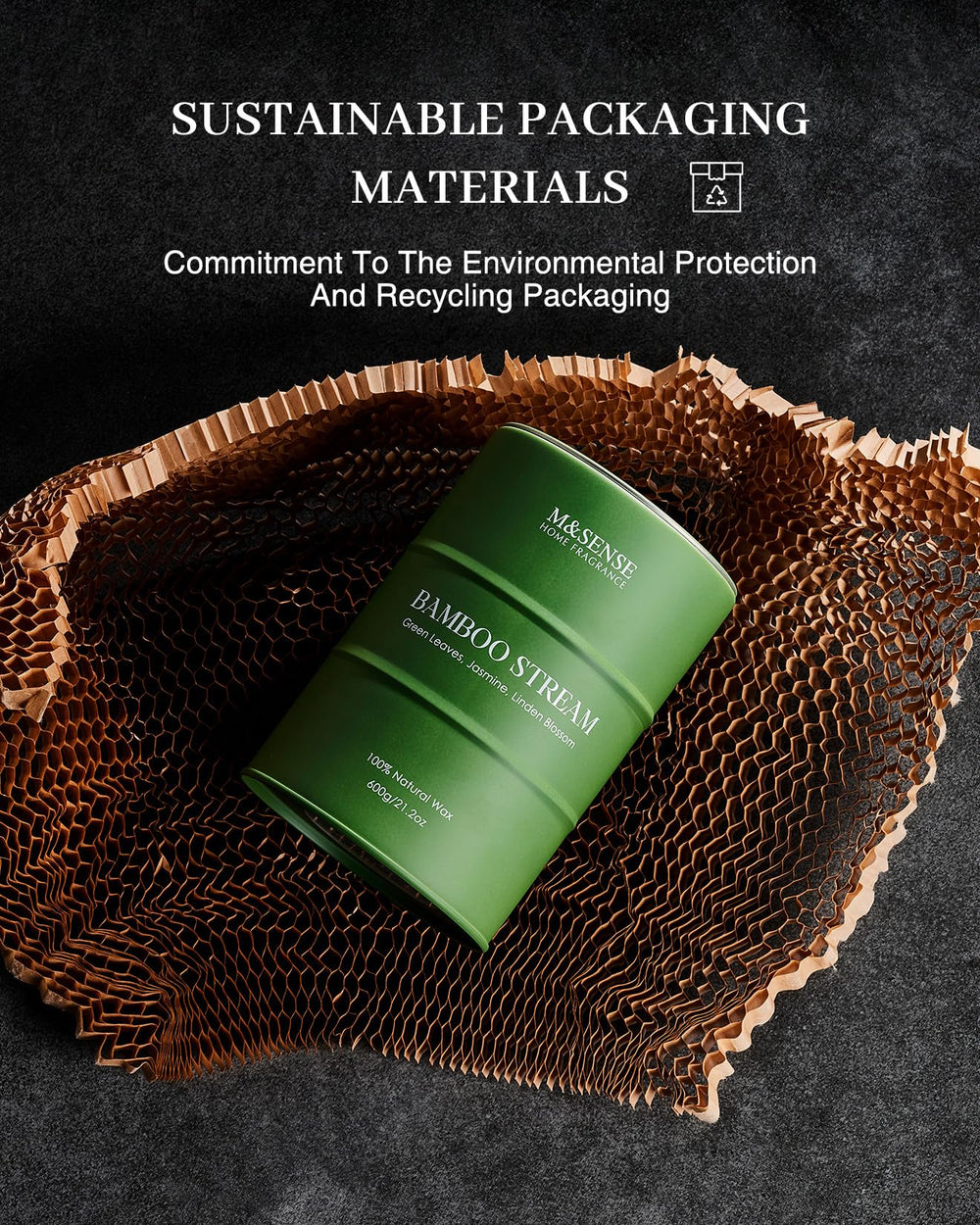 Elegant gift box packaging for M&SENSE Bamboo candle