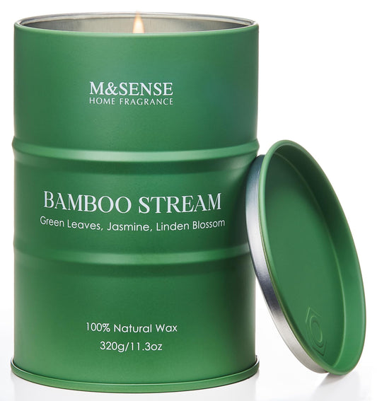 M&SENSE Bamboo Scented Candle 11.3oz tin container
