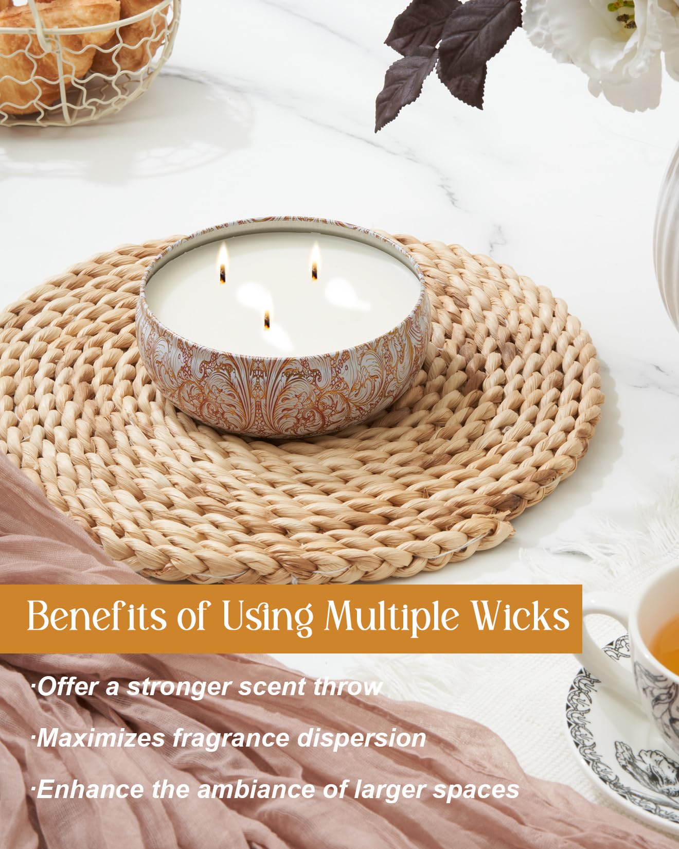 Recyclable packaging and tin for M&SENSE Basil Flower candle