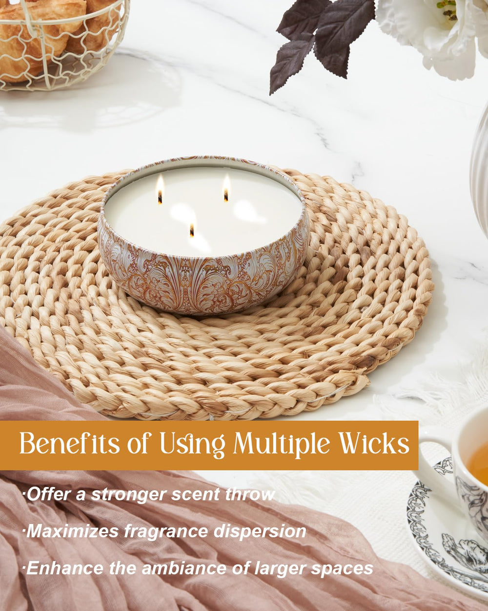 Recyclable packaging and tin for M&SENSE Basil Flower candle