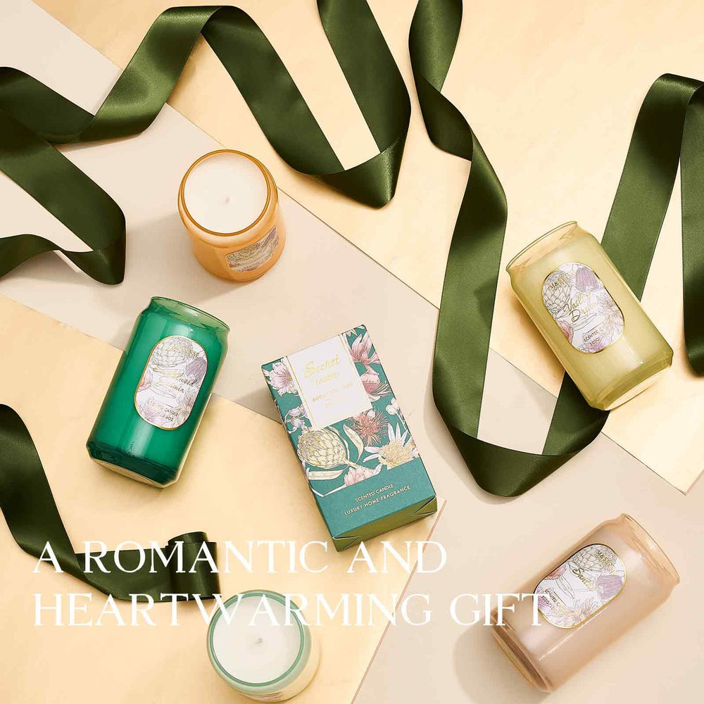 Lifestyle scene with the Basil Mint candle in a cozy home setting.