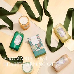 Lifestyle scene with the Basil Mint candle in a cozy home setting.