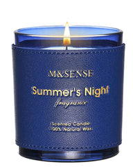 M&SENSE Bergamot Lavender candle with hand-stitched leather sleeve