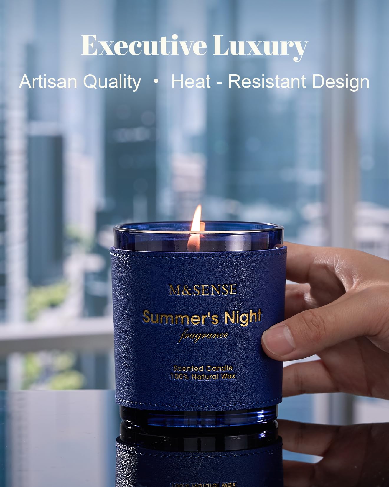 Candle in glass jar highlighting the packaging
