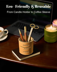 Candle displayed on a minimalist office desk for aromatherapy