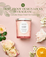 Close-up of jar label featuring botanical print