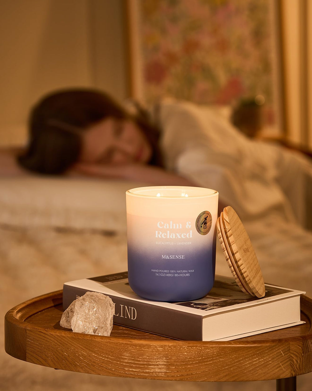 Candle burning with a steady flame, up to 80 hours