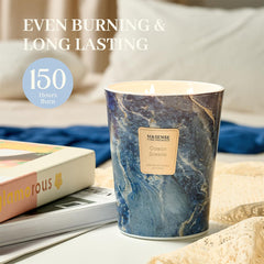 35oz Ocean Breeze candle burning with long burn time of 150 hours