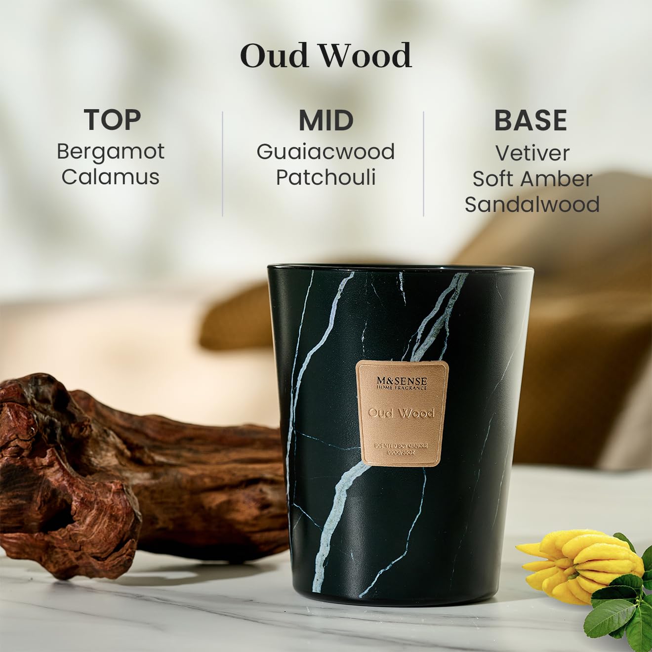 Candle burn time feature: 150 hours with natural soy wax and three wicks