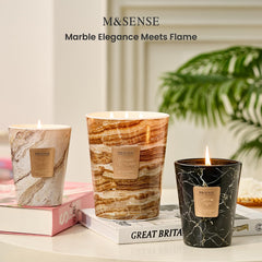 Living room ambiance with M&amp;SENSE Extra Large Oud Wood candle burning