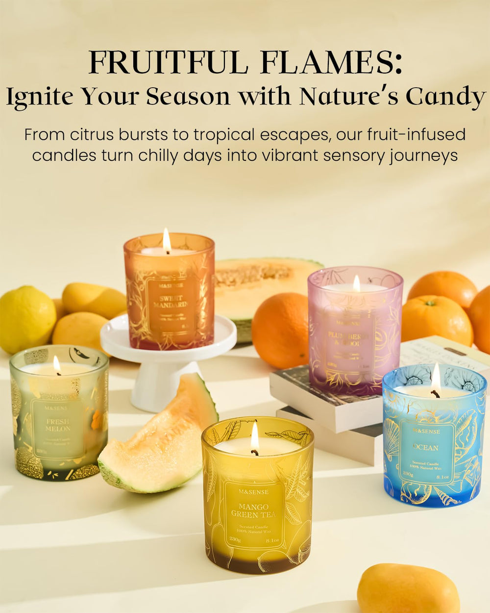 M&SENSE candle placed in a stylish room decor