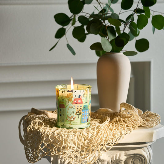 Close-up of soy wax candle burn texture