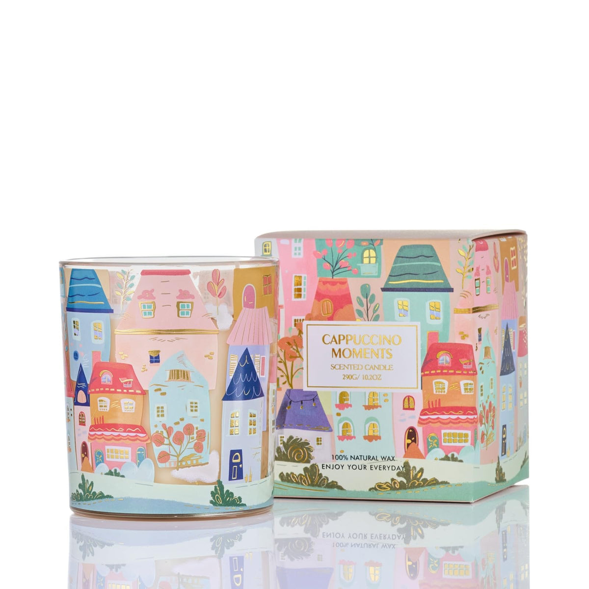 Front view of M&SENSE Cappuccino Candle in a 10.2 oz jar