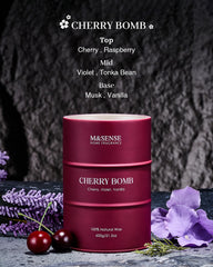 Elegant gift box packaging for Cherry Bomb candle