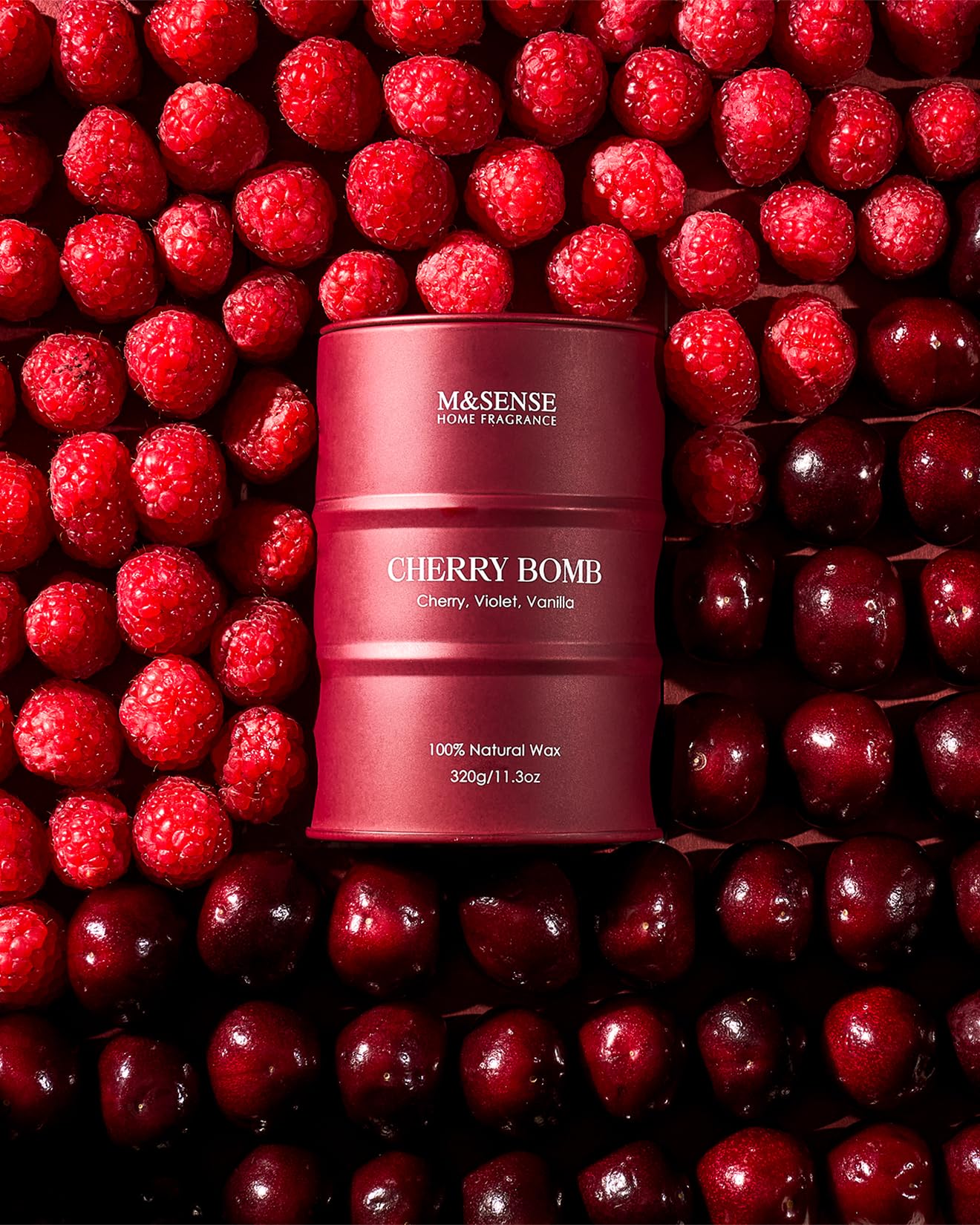 Close-up of natural soy blend wax and cherry blossom fragrance