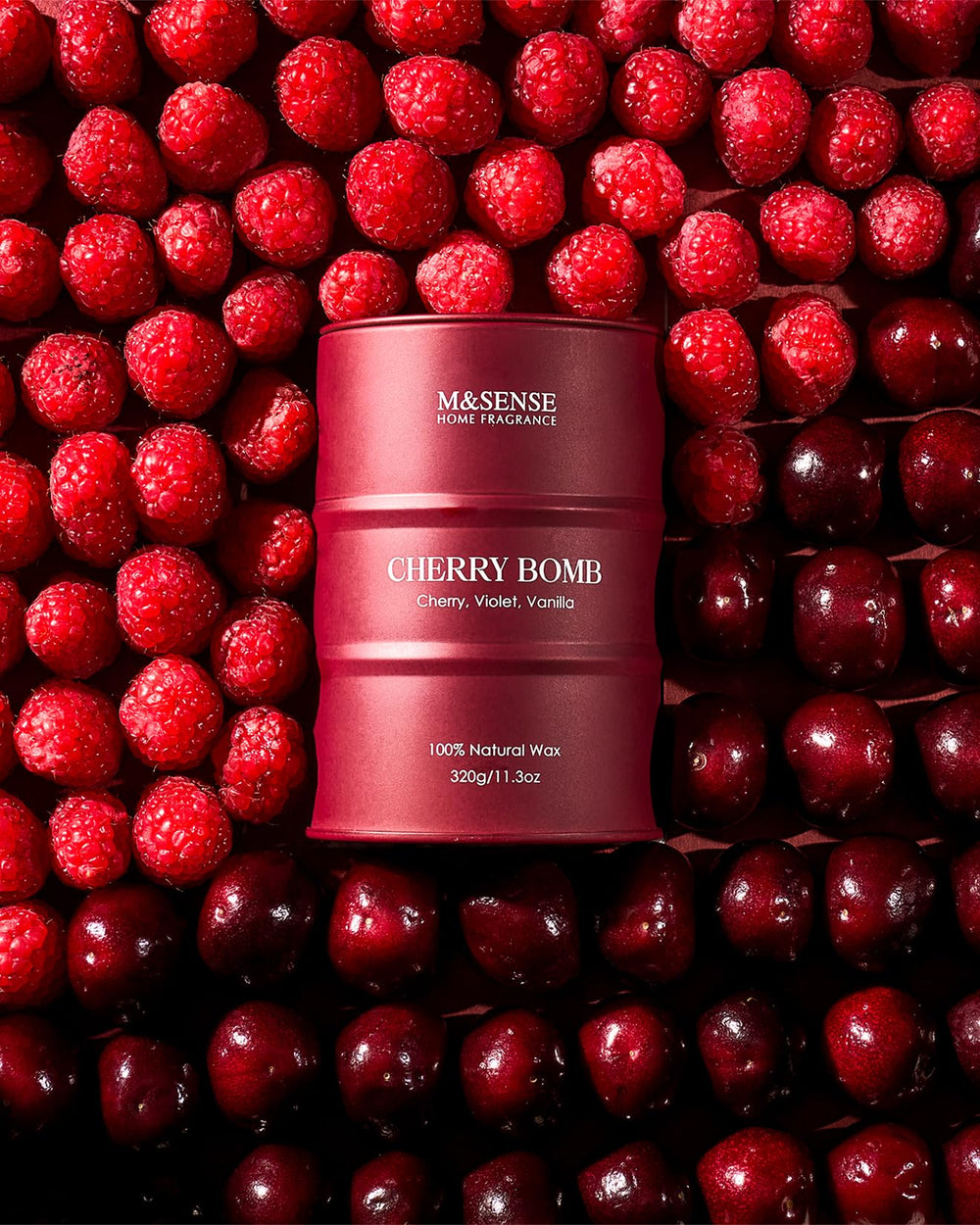 Close-up of natural soy blend wax and cherry blossom fragrance