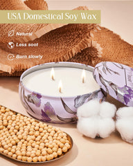 Elegant floral-patterned tin candle as a stylish home decor accent