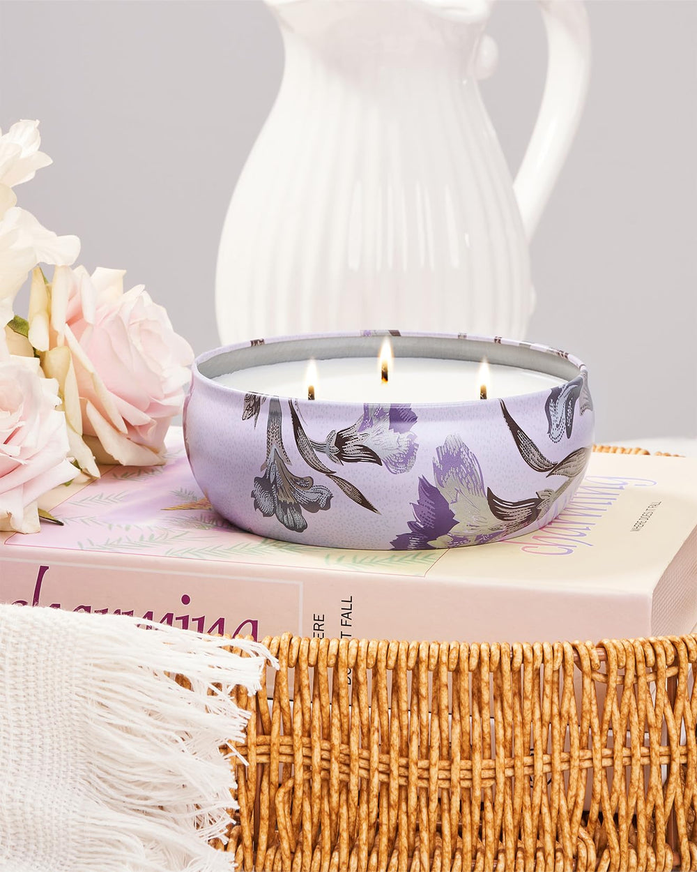 Aesthetic citrus berry candle in a modern home decor setting