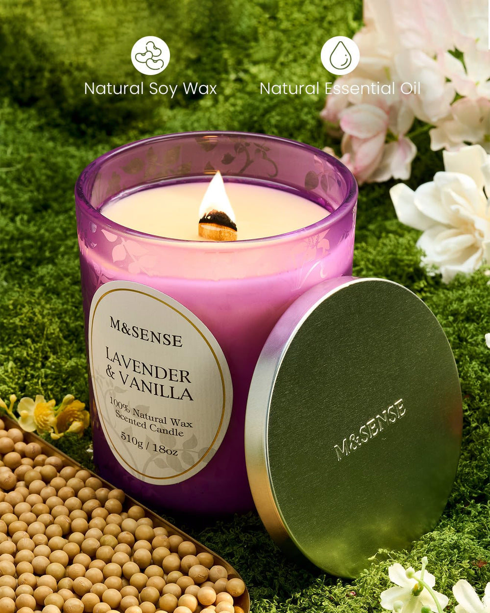 Close-up of clean burn and non-toxic formula