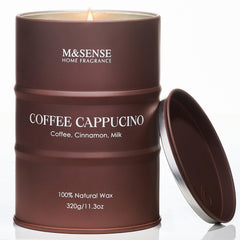 M&SENSE Coffee Cappucina scented candle in 11.3oz tin