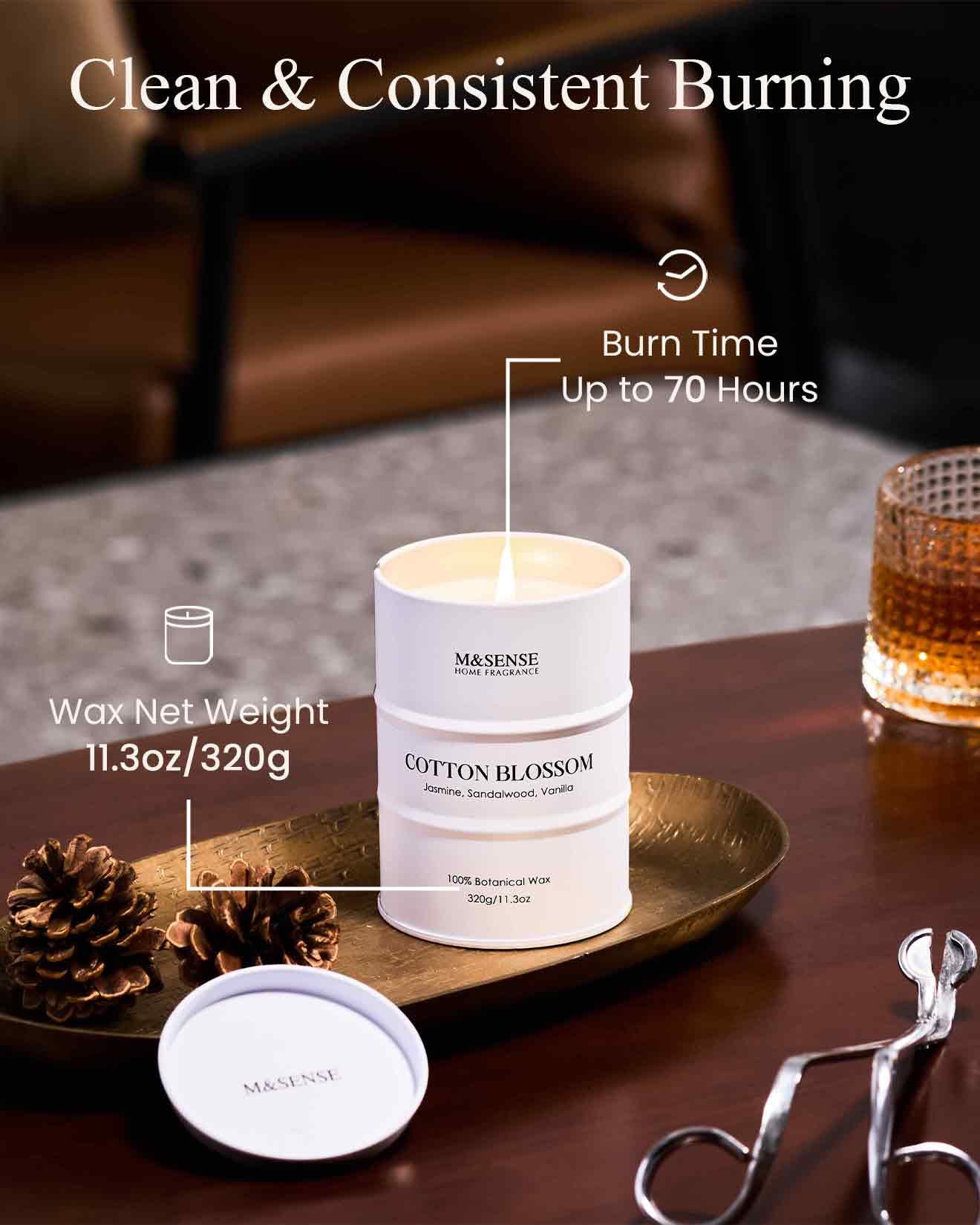 Room-filling fragrance and long burn